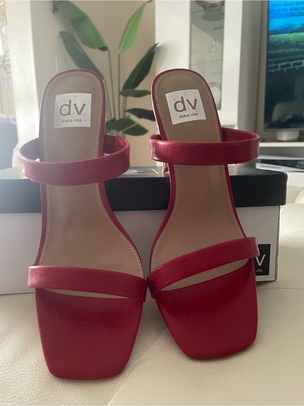 Dolce Vita Cherry Red Double-Strap Block Heel Sandals - Picture 7 of 12
